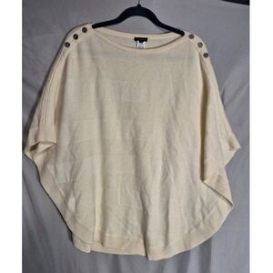 Talbots Women's Cream Poncho Sweater Button‎ Detail Medium Casual Knit
